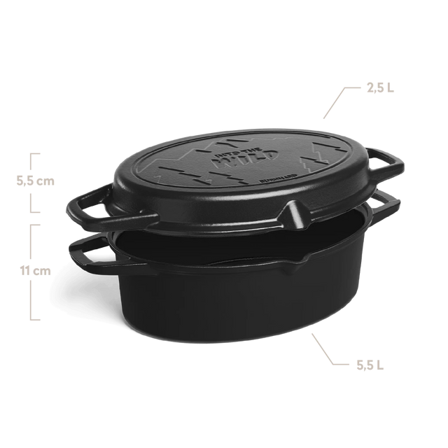 Gusseisenbräter für 5,5 Liter 11 cm hoch und Deckel für 2,5 Liter 5,5 cm hoch Gusseisenbräter für 5,5 Liter 11 cm hoch und Deckel für 2,5 Liter 5,5 cm hoch