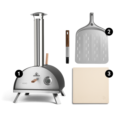 Image 35748356751675 Lieferumfang NERO Pizzaofen Pizzastein und Pizzaschieber