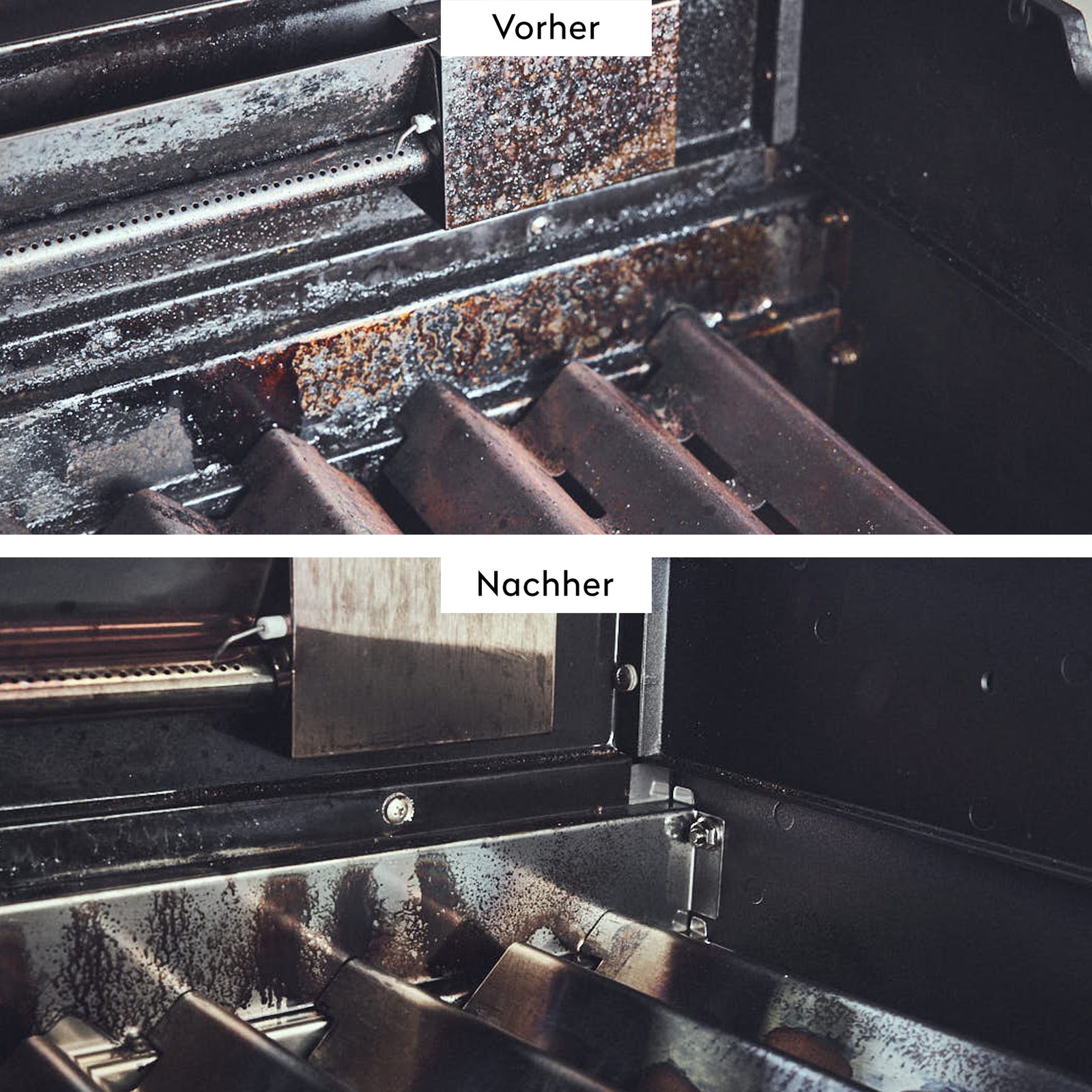 Vorher-Nachher-Vergleich Grillreiniger-Nutzung Vorher-Nachher-Vergleich Grillreiniger-Nutzung