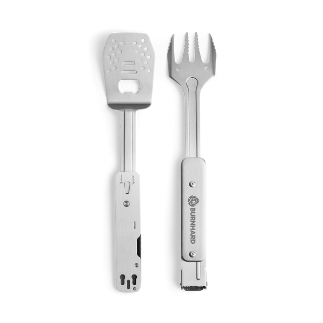 Grillbesteck Multitool 4-in-1 Wender und Gabel Draufsicht Grillbesteck Multitool 4-in-1 Wender und Gabel Draufsicht