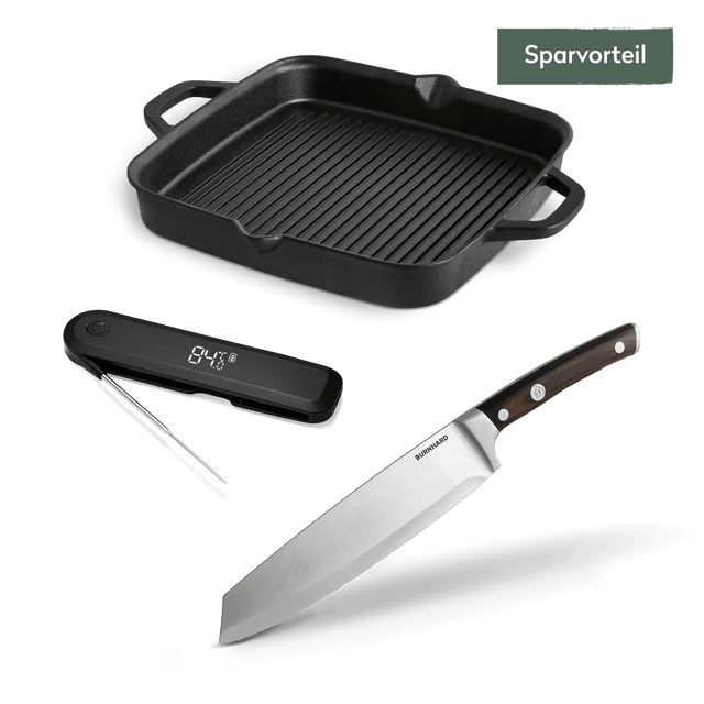 Steak Lover-Set mit Grillpfanne 3-tlg. Steak Lover-Set mit Grillpfanne 3-tlg.