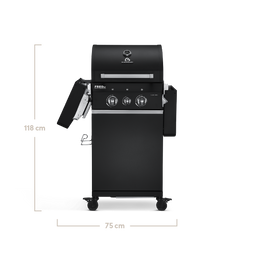 Image 35917223657787 945510_945966 FRED Junior 2-Brenner Gasgrill Deluxe Black Edition mit abgeklappten Seitentischen