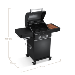 Image 35917223625019 945510_945966 FRED Junior 2-Brenner Gasgrill Deluxe Black Edition schräg