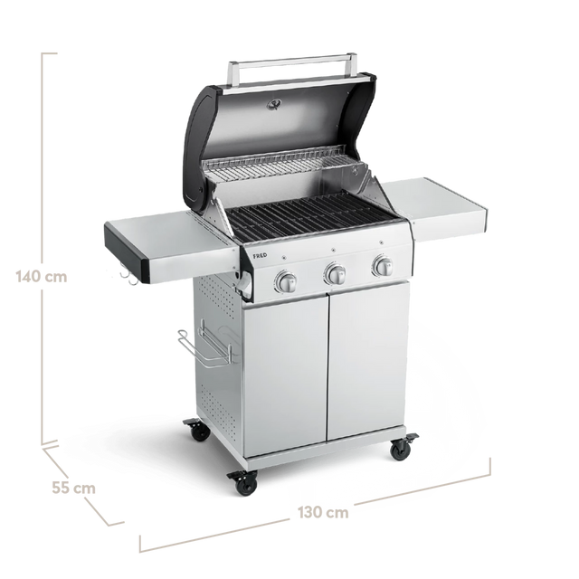 FRED Gasgrill 3-Brenner Basic seitlich FRED Gasgrill 3-Brenner Basic seitlich