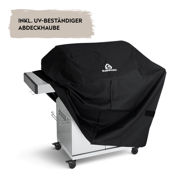 FRED Gasgrill 3-Brenner Basic seitlich mit UV-beständiger Abdeckhaube FRED Gasgrill 3-Brenner Basic seitlich mit UV-beständiger Abdeckhaube