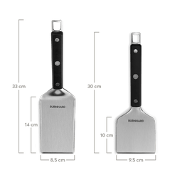 Image 37257921560891 Grillspachtel und Grillschaber von oben mit Bemaßung auf weißem Hintergrund