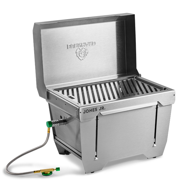 Burnhard JONES Jr. 1-Brenner Klappgrill aufgeklappt Freisteller Burnhard JONES Jr. 1-Brenner Klappgrill aufgeklappt Freisteller