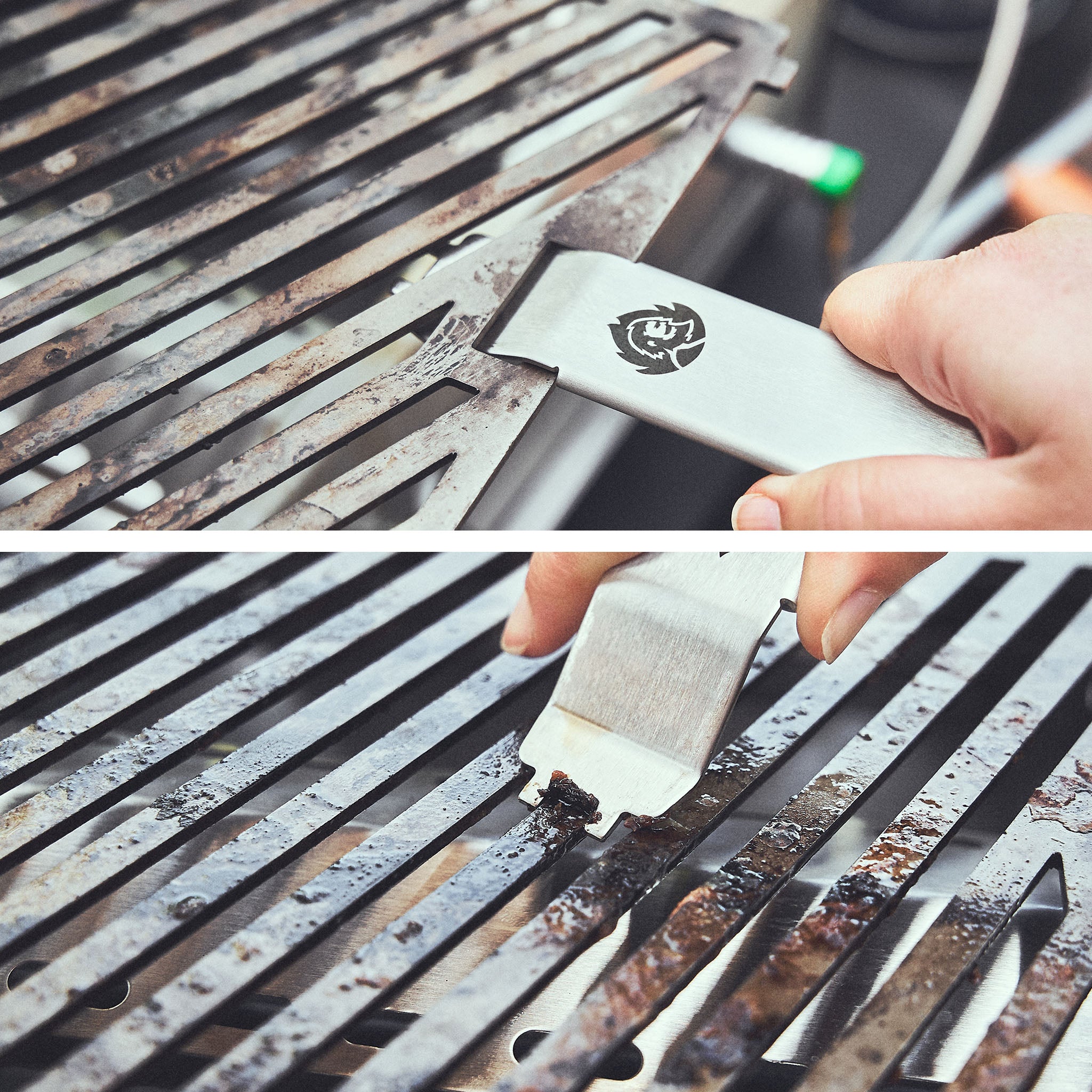 Detail-Collage Grillrost anheben und Grillrost reinigen Detail-Collage Grillrost anheben und Grillrost reinigen