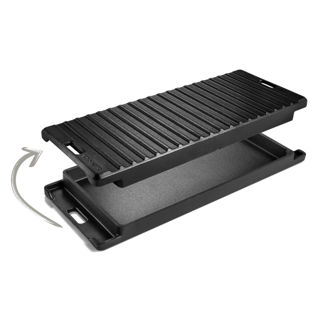 Gusseisen Grillplatte 2-in-1 für modularen Gasgrill GRANT Freisteller ist wendbar und zweiseitig nutzbar Gusseisen Grillplatte 2-in-1 für modularen Gasgrill GRANT Freisteller ist wendbar und zweiseitig nutzbar