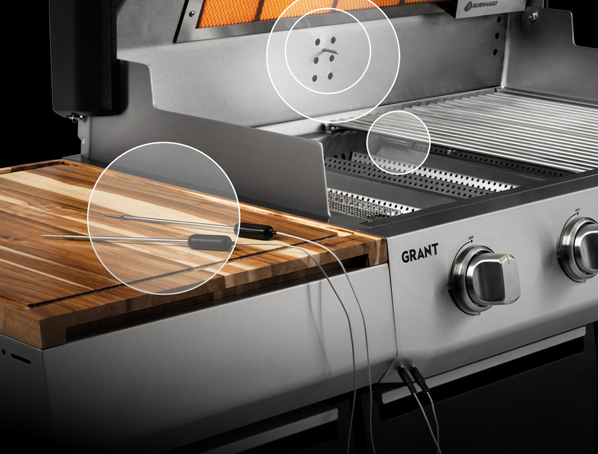 Detail Brenner-, Umluft- und Kerntemperatursonden