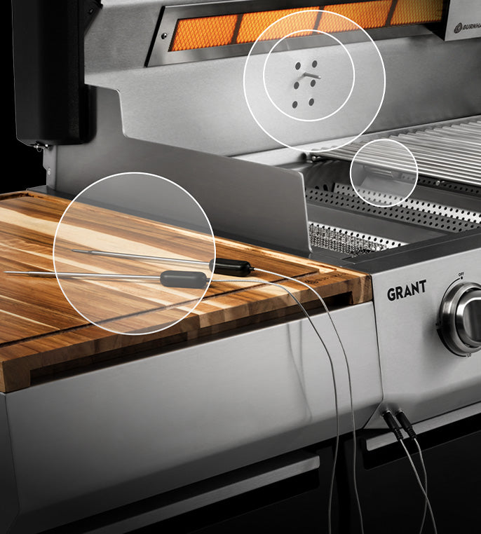 Detail Brenner-, Umluft- und Kerntemperatursonden