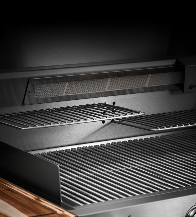 Detail dreifach höhenverstellbarer Warmhalterost