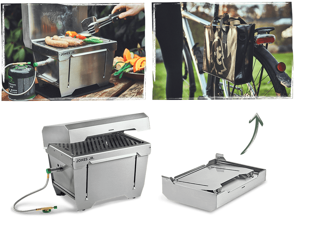 Kleine Gasgrills: JONES Jr. 1-Brenner Campinggrill mit Klappfunktion Kleine Gasgrills: JONES Jr. 1-Brenner Campinggrill mit Klappfunktion