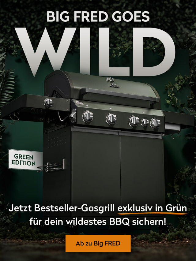 Big FRED goes WILD – Sicher dir Gasgrill 4-Brenner Big FRED Green Edition in Grün für wildestes BBQ!