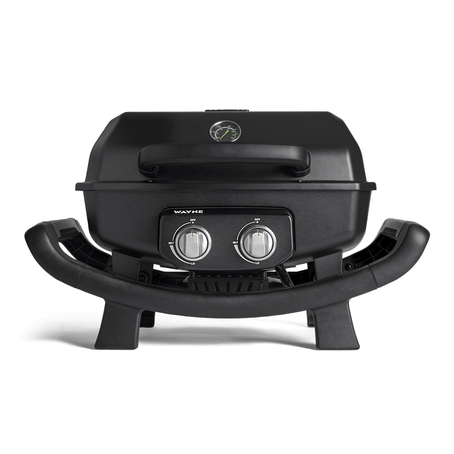 WAYNE 2-Brenner Balkongrill frontal vor weißem Hintergrund