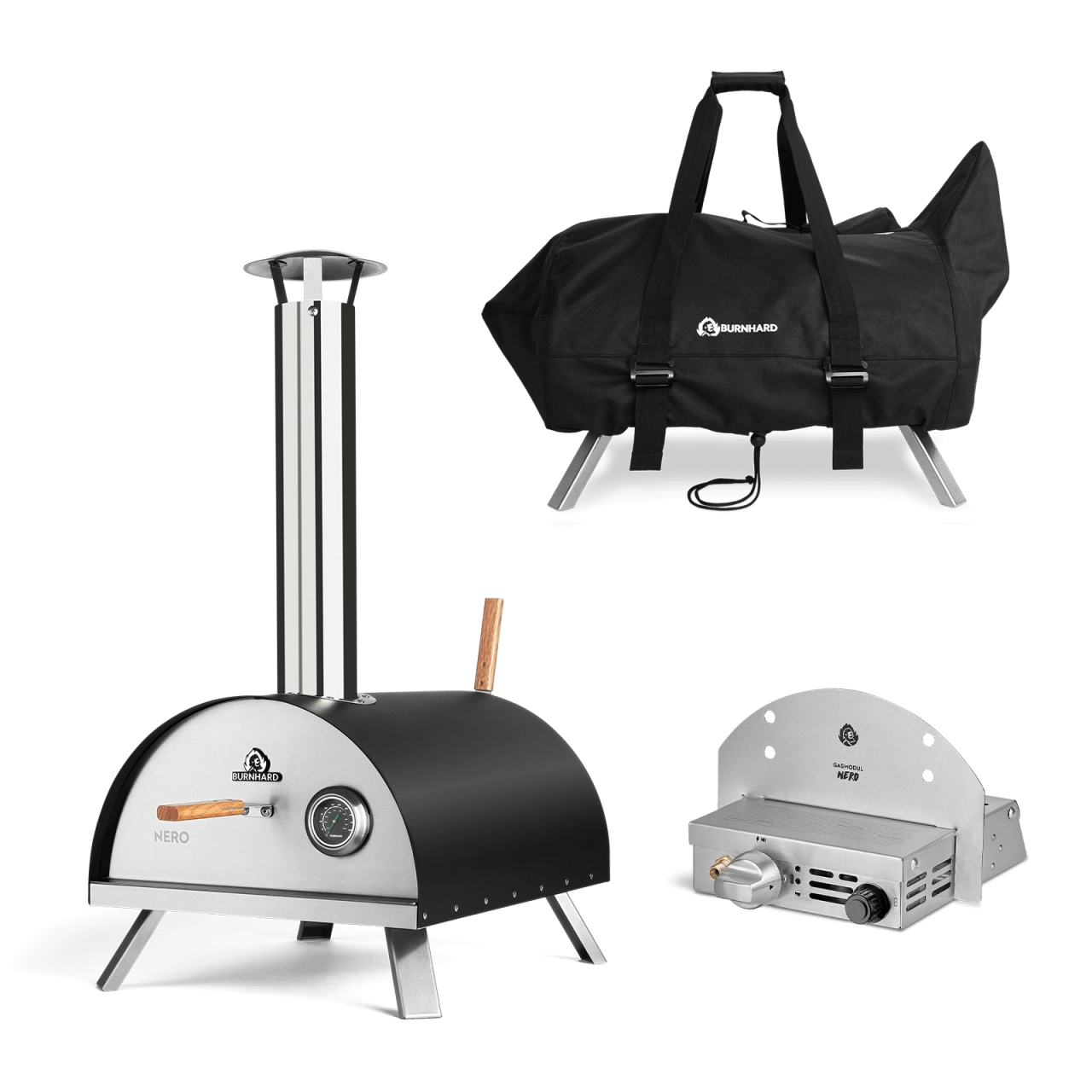 Bundle Pizzaofen NERO mit Gasmodul und Transport-Tasche