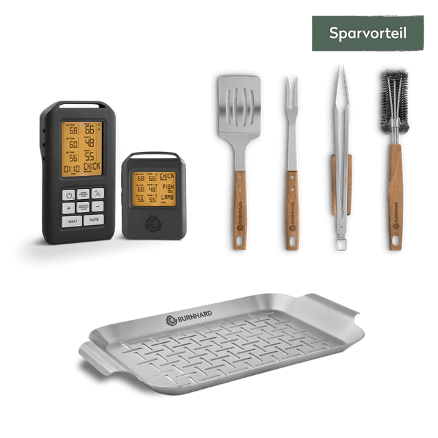 Grillzubehör-Set mit Thermometer 6-tlg.
