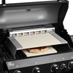 946406, 946421 Grillszene Pizza wird mit dem Pizzaaufsatz im Gasgrill aufgebacken