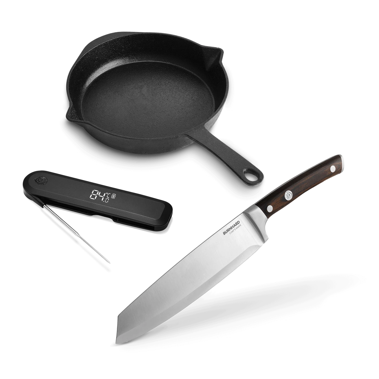 Steak Lover Set mit Bratpfanne sowie Einstich-Thermometer und RAGNAR Küchenmesser