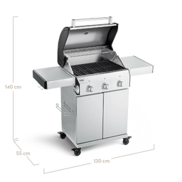FRED Gasgrill 3-Brenner Basic seitlich