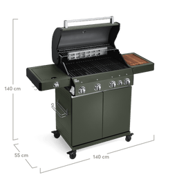 945638, 946140 Big FRED Green Edition seitlich mit Bemaßungen (140 x 55 x 140 cm) vor weißem Hintergrund