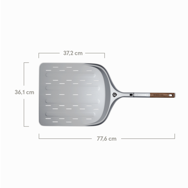 946052 Pizzabschieber 14 Zoll, 77,6 cm Breit zusammengesteckt, Fläche für Pizza 37,2 cm lang und 36,1 cm breit