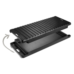 Gusseisen Grillplatte 2-in-1 für modularen Gasgrill GRANT Freisteller ist wendbar und zweiseitig nutzbar