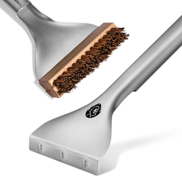 Details Palmyra Borsten und Schaber-Kante vor weißem Hintergrund