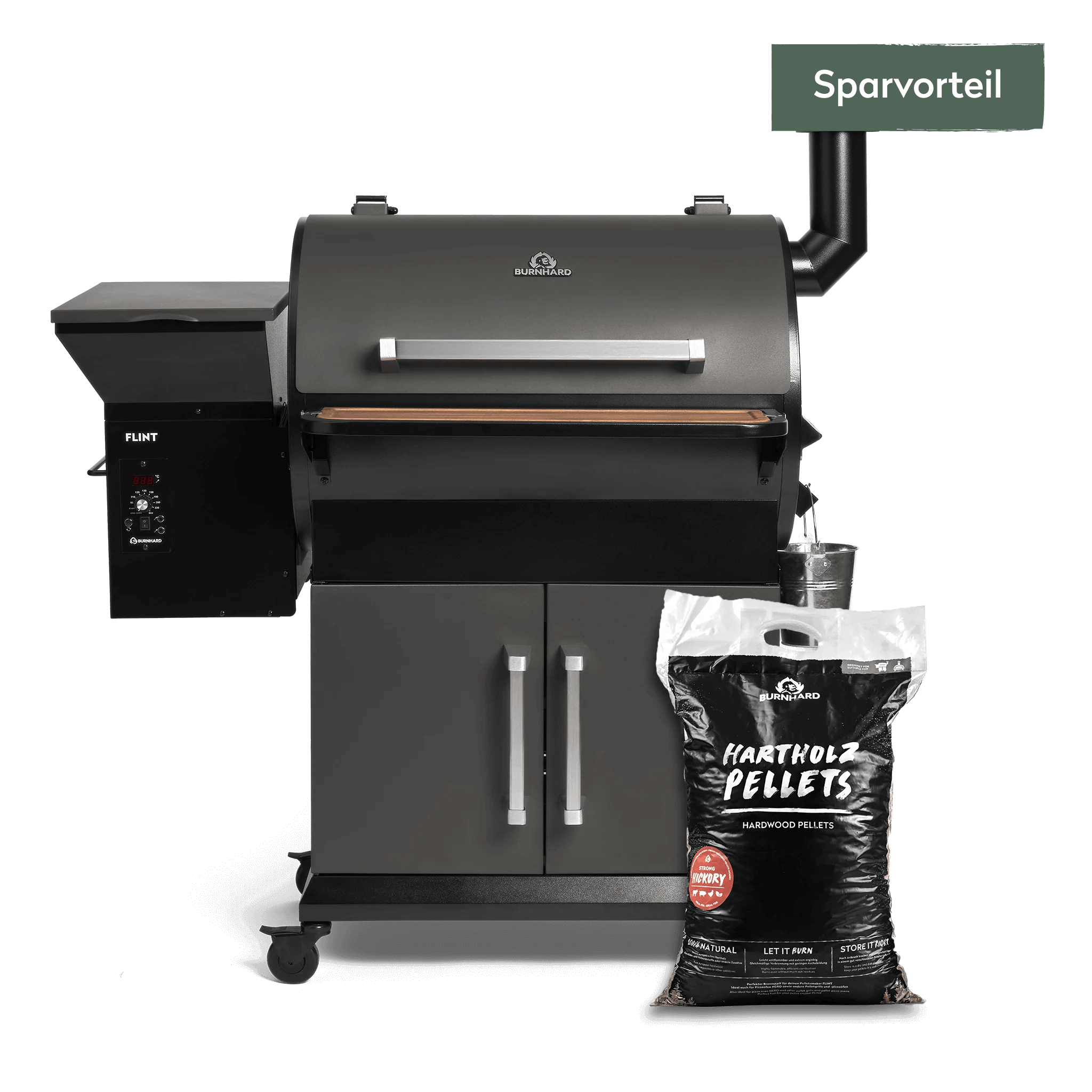 FLINT Pelletsmoker mit Hartholz-Pellets Set 2-tlg. | Burnhard DE
