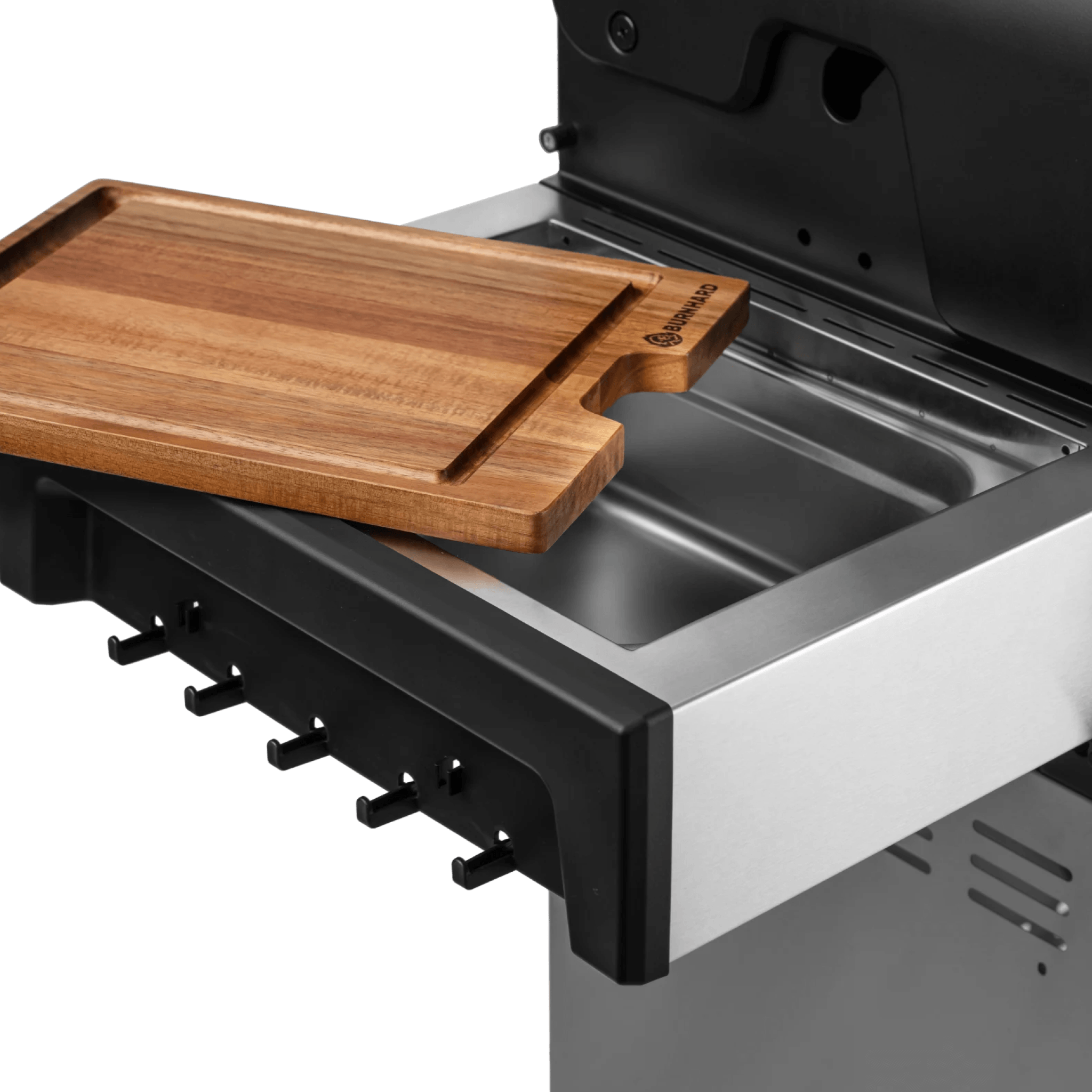 BURNHARD FRED Series 4 Seitenablage mit Edelstahlbehälter und passgenauem Schneidebrett aus Holz 946755