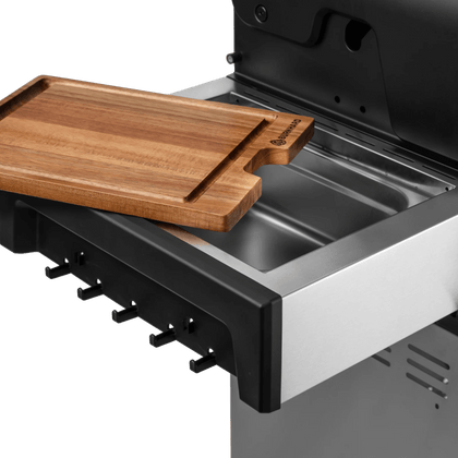 BURNHARD FRED Series 4 Seitenablage mit Edelstahlbehälter und passgenauem Schneidebrett aus Holz 946755