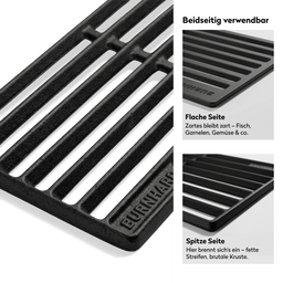 Wende-Grillrost aus Gusseisen mit flacher und spitzer Seite für verschiedene Grillmuster 946761_946763_946765_946767_