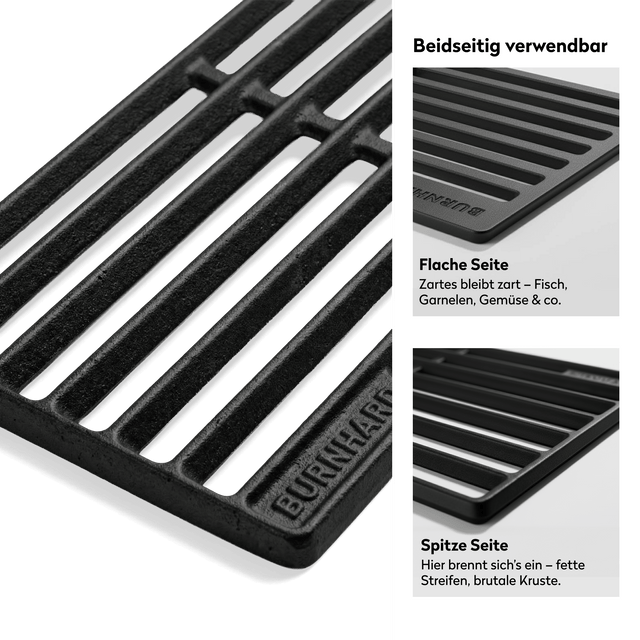 Wende-Grillrost aus Gusseisen mit flacher und spitzer Seite für verschiedene Grillmuster 946761_946763_946765_946767_