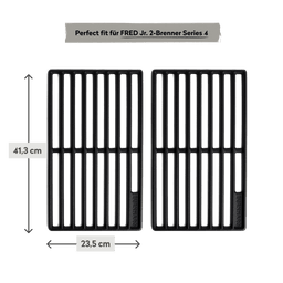 Gusseisen-Grillrost für FRED 2-Brenner Series 4 mit Maßangaben 41,3 x 23,5 cm 946761