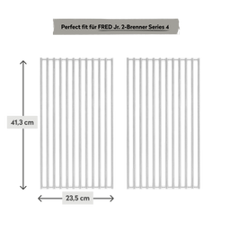 Edelstahl-Grillrost für FRED 2-Brenner Series 4 mit Maßangaben 41,3 x 23,5 cm 946762