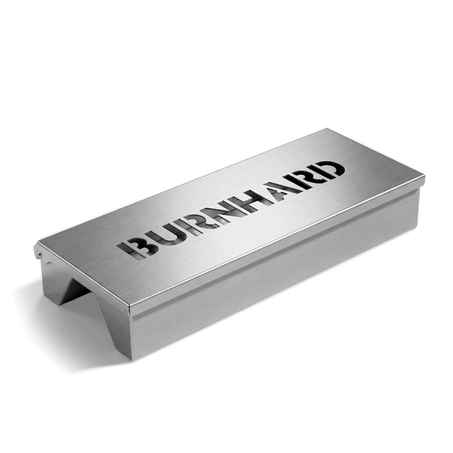 BURNHARD Smoker Box aus Edelstahl für die FRED Series 4 in geschlossener Produktansicht
946757 946758 946759