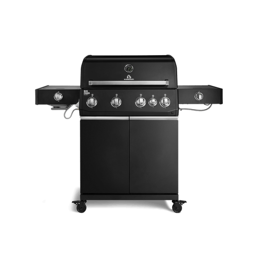 947146, 947147 Big FRED Deluxe Plus 4-Brenner Gasgrill in Schwarz mit Infrarot-Keramikbrenner, Seitenkochfeld und geschlossenem Unterschrank