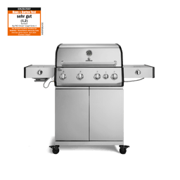 947144, 947145 Big FRED Deluxe Plus 4-Brenner Gasgrill in Edelstahl mit Infrarot-Keramikbrenner, Seitenkochfeld und geschlossenem Unterschrank