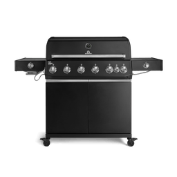 947154, 947155 Fat FRED Deluxe Plus 6-Brenner Gasgrill in Schwarz mit Infrarot-Keramikbrenner, Seitenkochfeld und geschlossenem Unterschrank