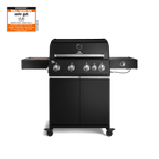 947140, 947141 Big FRED Deluxe 4-Brenner Gasgrill in Schwarz mit Seitenkochfeld, Food Container und geschlossenem Unterschrank