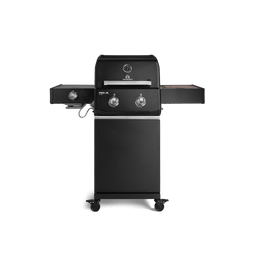 947122,947123 FRED JR. Deluxe Gasgrill mit 2 Brennern in Schwarz, Seitenbrenner und seitlichen Ablagen