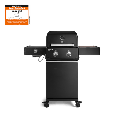 947122,947123 FRED JR. Deluxe Gasgrill mit 2 Brennern in Schwarz, Seitenbrenner und seitlichen Ablagen