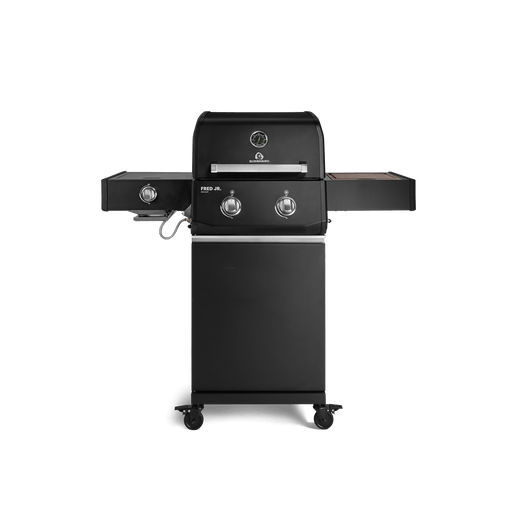 947122,947123 FRED JR. Deluxe Gasgrill mit 2 Brennern in Schwarz, Seitenbrenner und seitlichen Ablagen