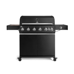 947150, 947151 Fat FRED Deluxe 6-Brenner Gasgrill in Schwarz mit Seitenkochfeld, Food Container und geschlossenem Unterschrank