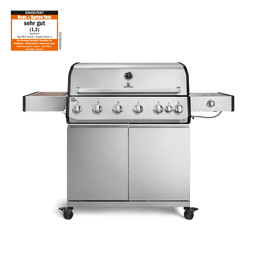 947148, 947149 Fat FRED Deluxe 6-Brenner Gasgrill in Edelstahl mit Seitenkochfeld, Food Container und geschlossenem Unterschrank