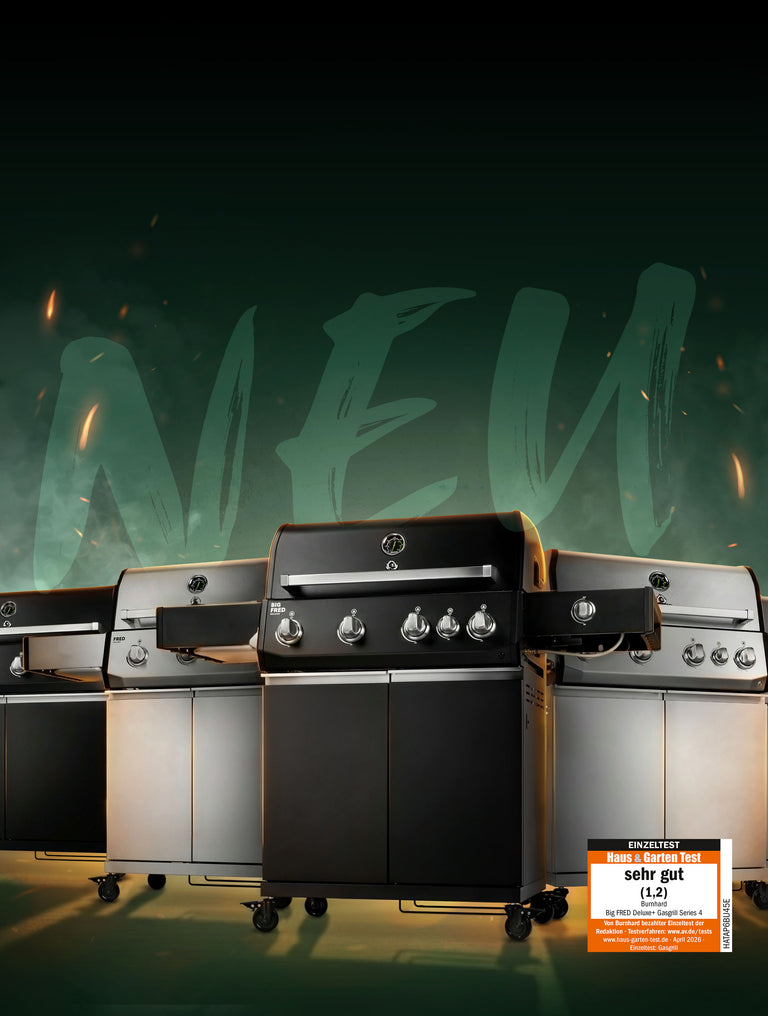 NEU FRED Series 4 Allround Gasgrills mit Testnote sehr gut (1,2) im Haus&Garten Test