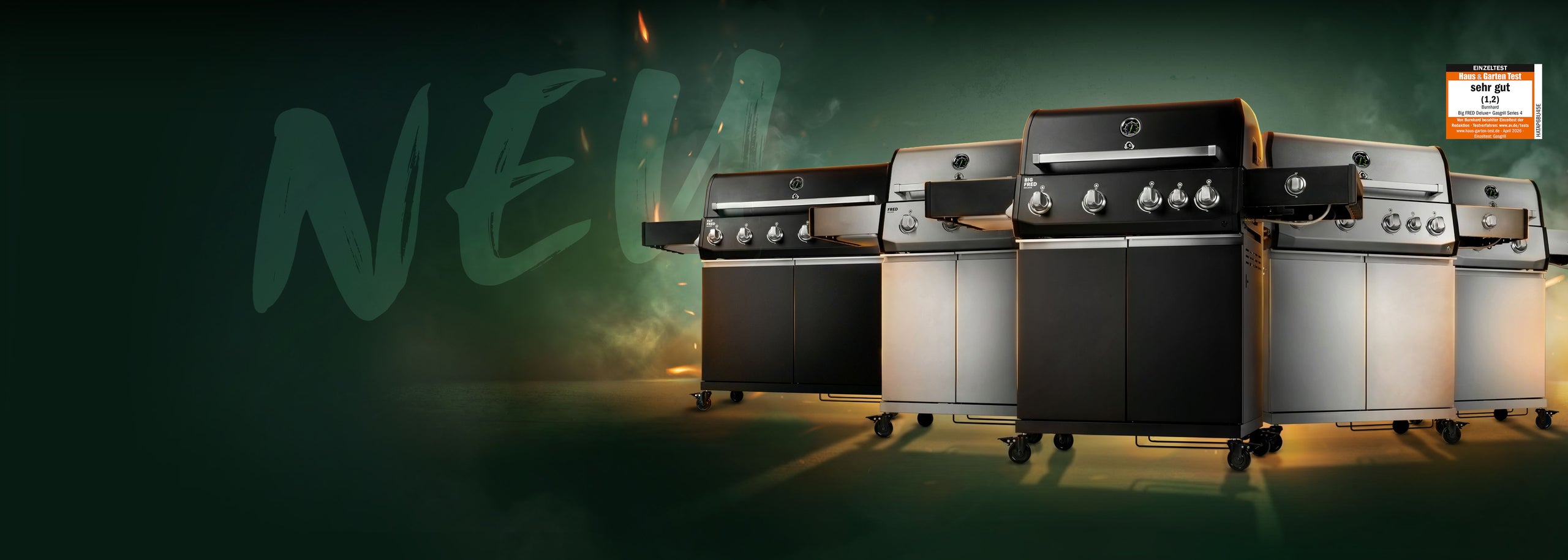 NEU FRED Series 4 Allround Gasgrills mit Testnote sehr gut (1,2) im Haus&Garten Test