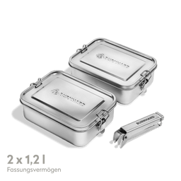 946416 2 kleine Kochboxen mit jeweils 1,2 Liter Fassungsvermögen vor weißem Hintergrund