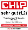 Chip Testsiegel EARL 3-Brenner Gasgrill Testurteil Sehr gut 1,2