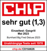 Chip Testsiegel Big FRED Deluxe Gasgrill Testurteil: Sehr gut 1,3